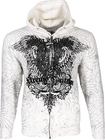 سترة Xtreme Couture من Affliction للرجال بغطاء للرأس بسحاب كامل من Iron Cast باللون الأبيض in Saudi Arabia