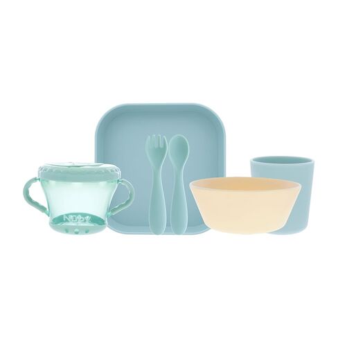 Nuby Toddler Feeding Set – 6 Piece Kids Dinnerware Set with Plate, Bowl, Snack Keeper, Tumbler, Fork & Spoon – Baby Plates and Bowls Set for Mealtime Essentials, 12 M+ in Saudi Arabia