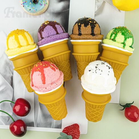 Framendino, 6 Pack Artificial Ice Cream Cone Fake Realistic Dessert Simulation Food for Decoration Model Kitchen Photo Props in Saudi Arabia