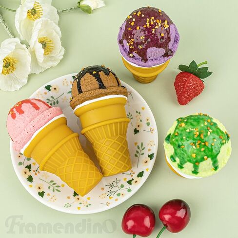 Framendino, 6 Pack Artificial Ice Cream Cone Fake Realistic Dessert Simulation Food for Decoration Model Kitchen Photo Props in Saudi Arabia