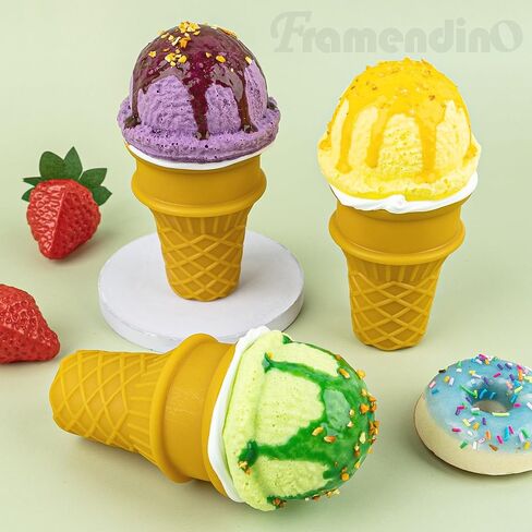 Framendino, 6 Pack Artificial Ice Cream Cone Fake Realistic Dessert Simulation Food for Decoration Model Kitchen Photo Props in Saudi Arabia