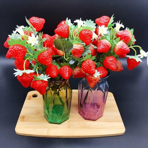 YYaaloa 40pcs Artificial Red Strawberries 1.38'' Small Fake Lifelike Fruit Simulation Realistic Strawberry Plastic Strawberries Photography Prop for Home Kitchen Party Decoration Ornament in Saudi Arabia