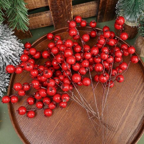 Christmas Simulation Berry Berries Branches Artificial Flower Fruit Cherry Plants Pendant Home Xmas Party Decoration DIY Gift (7Pcs) in Saudi Arabia