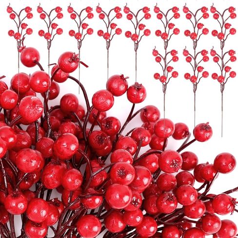 Christmas Simulation Berry Berries Branches Artificial Flower Fruit Cherry Plants Pendant Home Xmas Party Decoration DIY Gift (7Pcs) in Saudi Arabia