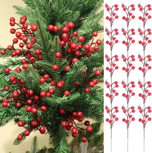 Christmas Simulation Berry Berries Branches Artificial Flower Fruit Cherry Plants Pendant Home Xmas Party Decoration DIY Gift (7Pcs) in Saudi Arabia