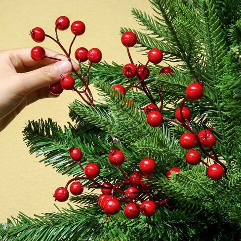 Christmas Simulation Berry Berries Branches Artificial Flower Fruit Cherry Plants Pendant Home Xmas Party Decoration DIY Gift (7Pcs) in Saudi Arabia