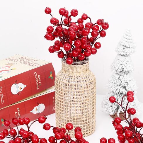 Christmas Simulation Berry Berries Branches Artificial Flower Fruit Cherry Plants Pendant Home Xmas Party Decoration DIY Gift (7Pcs) in Saudi Arabia