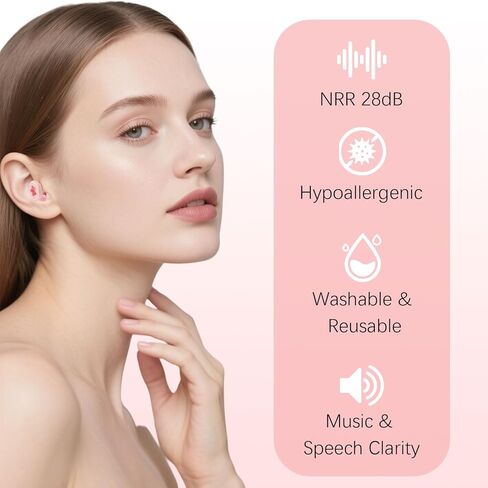 in-Ear Earplugs for Sleeping,Noise Reduction Soft Silicone Ear Plugs,Hearing Protection Reusable Earplugs for Sleeping, Noise Sensitivity, Deep Focus, Work, Travel in Saudi Arabia