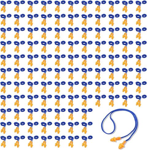 220 Pairs Orange Silicone Ear Plugs with String, Reusable Earplugs Individually Wrapped, 25dB NRR Corded Ear Plugs Hearing Protection Earplugs Noise Reduction for Work Sleep Sports Study in Saudi Arabia