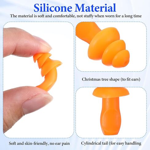 220 Pairs Orange Silicone Ear Plugs with String, Reusable Earplugs Individually Wrapped, 25dB NRR Corded Ear Plugs Hearing Protection Earplugs Noise Reduction for Work Sleep Sports Study in Saudi Arabia