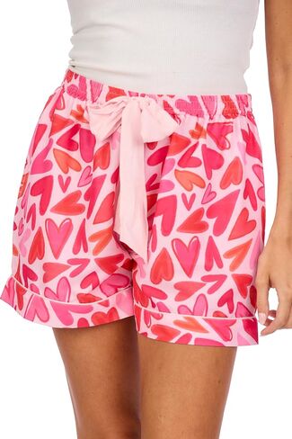 Mud Pie Women's Valentine Pajama Shorts, Pink, Medium in Saudi Arabia