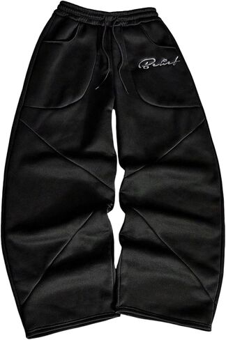 GORGLITTER Men's Embroidered Barrel Sweat Pants High Waist Wide Leg Gym Sweatpants Baggy Workout Pants in Saudi Arabia