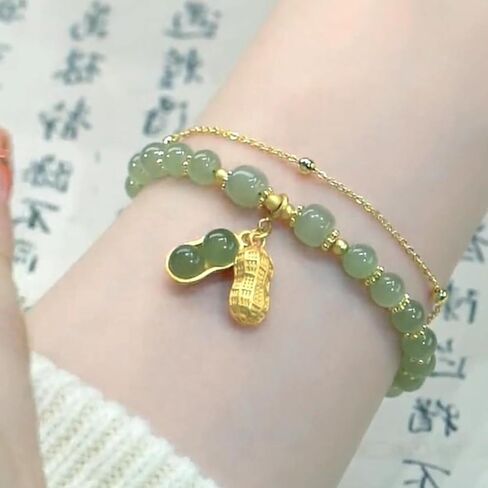Hotan Jade Bracelet for Women Green Leaf Trendy Natural Stone Jewelry 2025 in Saudi Arabia