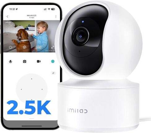 IMILAB C21 2.5K Indoor Security Camera, 360° View Indoor Camera for Home Security, Room Camera for Baby/Pet Monitor, Plug-in Dog Camera with Phone app, Night Vision, 2.4Ghz WiFi, Local/Cloud Storage in Kuwait