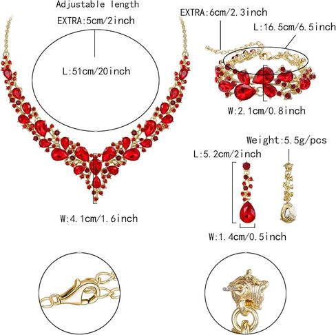 Teardrop Cluster Crystal Jewelry Set for Women Necklace Earrings Bracelet Wedding in Saudi Arabia