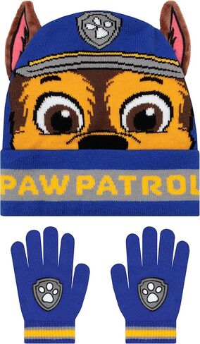 Paw Patrol Hat And Gloves For Boys, Chase Kids Winter Hat Set, Chase Boys' Hats & Caps, Blue, One Size in Saudi Arabia