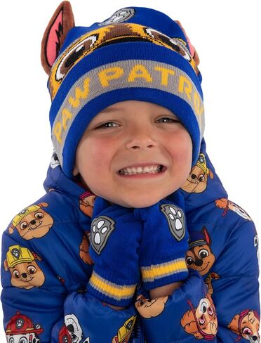 Paw Patrol Hat And Gloves For Boys, Chase Kids Winter Hat Set, Chase Boys' Hats & Caps, Blue, One Size in Saudi Arabia