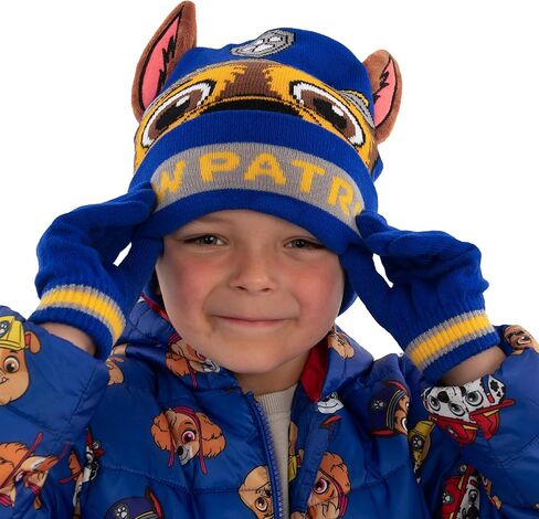 Paw Patrol Hat And Gloves For Boys, Chase Kids Winter Hat Set, Chase Boys' Hats & Caps, Blue, One Size in Saudi Arabia