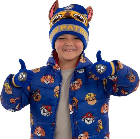 Paw Patrol Hat And Gloves For Boys, Chase Kids Winter Hat Set, Chase Boys' Hats & Caps, Blue, One Size in Saudi Arabia