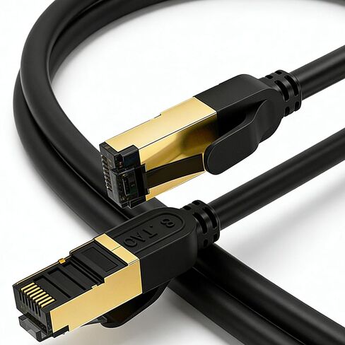 JOSTORT Cat 8 Ethernet Cable,100FT Outdoor&Indoor Heavy Duty High Speed Internet Network Wire, 40Gbps 2000Mhz SFTP RJ45 Patch Cord,Professional LAN Cable Shielded in Wall, for Router/Modem in Kuwait