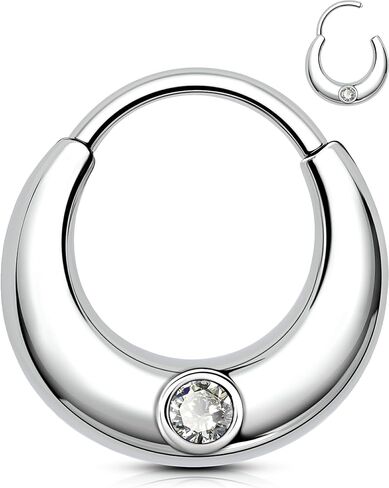 خواتم OUFER Septum Rings 16G لامعة وشفافة من CZ مجوهرات ثقب الحاجز، 316L من الفولاذ الجراحي Daith Piercing Jewelry، Daith Helix Cartilage Rook Ears للنساء in Kuwait