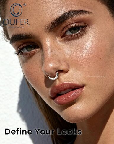 خواتم OUFER Septum Rings 16G لامعة وشفافة من CZ مجوهرات ثقب الحاجز، 316L من الفولاذ الجراحي Daith Piercing Jewelry، Daith Helix Cartilage Rook Ears للنساء in Kuwait