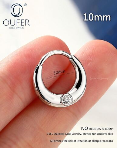 خواتم OUFER Septum Rings 16G لامعة وشفافة من CZ مجوهرات ثقب الحاجز، 316L من الفولاذ الجراحي Daith Piercing Jewelry، Daith Helix Cartilage Rook Ears للنساء in Kuwait