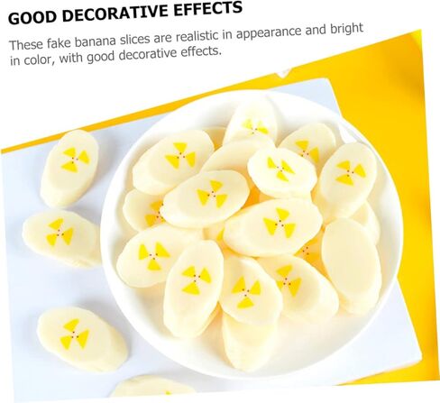 SAFIGLE 20 Pcs Artificial Banana Slices Plastic Fake Fruit Decor for Home Kitchen Table Photography Props Realistic Faux Fruit Display in Saudi Arabia