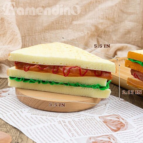 Framendino, 4 Pack Artificial Sandwich Simulation Fast Food Realistic Imitation Fake Decoration Model Kitchen Photo Props in Saudi Arabia