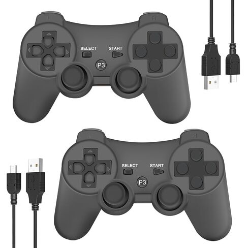 Eagolloar Wireless Controller 2 Pack for PS3, Dual Analog Bluetooth Rechargeable Game Controller for PS3 with Charging Cable,Dual Vibration- Red and Black in Kuwait