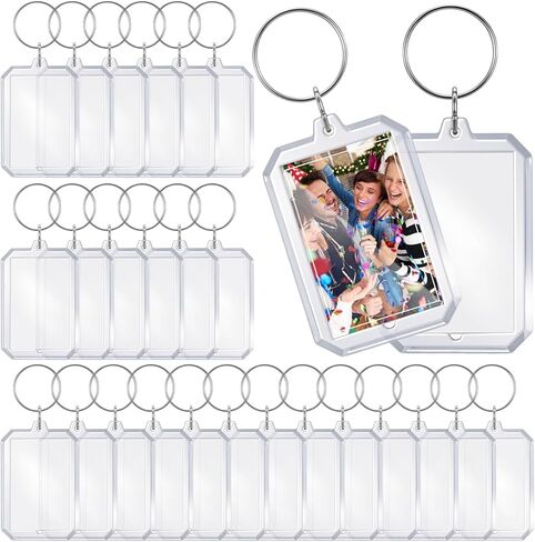 150 Pcs Clear Acrylic Photo Keychain, Blank Photo Insert Keyring DIY Personalize Favor Picture Frame Keychain with Metal Ring in Saudi Arabia