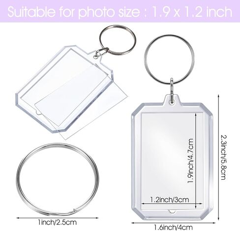 150 Pcs Clear Acrylic Photo Keychain, Blank Photo Insert Keyring DIY Personalize Favor Picture Frame Keychain with Metal Ring in Saudi Arabia
