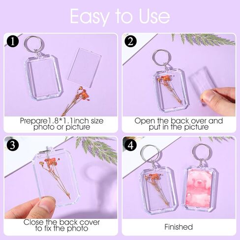 150 Pcs Clear Acrylic Photo Keychain, Blank Photo Insert Keyring DIY Personalize Favor Picture Frame Keychain with Metal Ring in Saudi Arabia