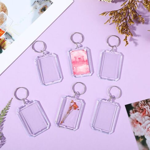150 Pcs Clear Acrylic Photo Keychain, Blank Photo Insert Keyring DIY Personalize Favor Picture Frame Keychain with Metal Ring in Saudi Arabia