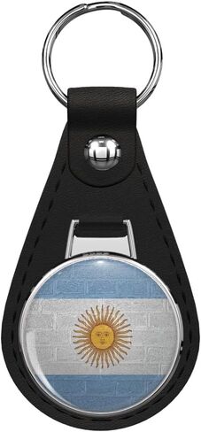 Flag of Argentina Black Leather Key Chain Keychain in Saudi Arabia