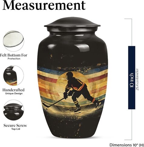 Ice Hockey Urns for Human Ashes - Decorative Urns for Human Ashes Adult Man - Combo of 5, 10 Inch & 3 Inch - Large Urn for Adult Male - Black Burial Funeral Urn for Female, Tiny Keepsake in Saudi Arabia
