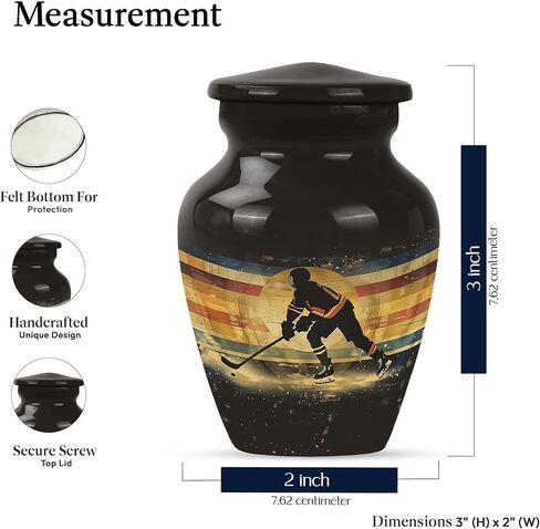 Ice Hockey Urns for Human Ashes - Decorative Urns for Human Ashes Adult Man - Combo of 5, 10 Inch & 3 Inch - Large Urn for Adult Male - Black Burial Funeral Urn for Female, Tiny Keepsake in Saudi Arabia