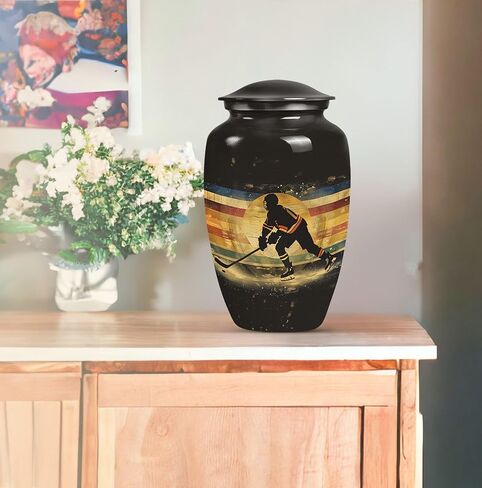 Ice Hockey Urns for Human Ashes - Decorative Urns for Human Ashes Adult Man - Combo of 5, 10 Inch & 3 Inch - Large Urn for Adult Male - Black Burial Funeral Urn for Female, Tiny Keepsake in Saudi Arabia