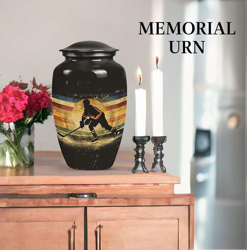 Ice Hockey Urns for Human Ashes - Decorative Urns for Human Ashes Adult Man - Combo of 5, 10 Inch & 3 Inch - Large Urn for Adult Male - Black Burial Funeral Urn for Female, Tiny Keepsake in Saudi Arabia