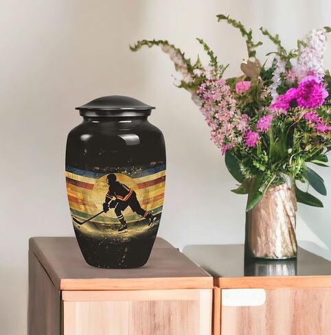 Ice Hockey Urns for Human Ashes - Decorative Urns for Human Ashes Adult Man - Combo of 5, 10 Inch & 3 Inch - Large Urn for Adult Male - Black Burial Funeral Urn for Female, Tiny Keepsake in Saudi Arabia