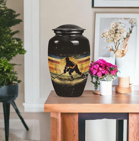Ice Hockey Urns for Human Ashes - Decorative Urns for Human Ashes Adult Man - Combo of 5, 10 Inch & 3 Inch - Large Urn for Adult Male - Black Burial Funeral Urn for Female, Tiny Keepsake in Saudi Arabia