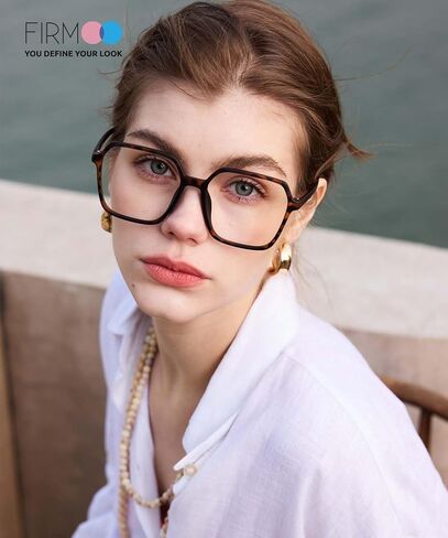 Firmoo Blue Light Blocking Glasses for Women/Men, Oversized Square Frame Computer Glasses for Screen, YC1291 in Saudi Arabia