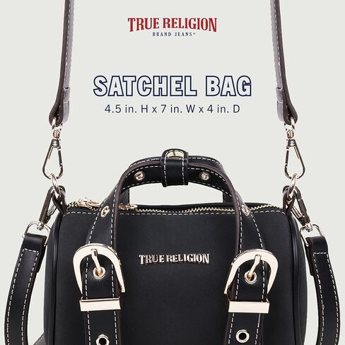 حقيبة كروس مبطنة بلوحة معدنية من True Religion، ومحفظة كتف مبطنة مع شعار ذهبي وحقيبة يد قابلة للتعديل in Kuwait