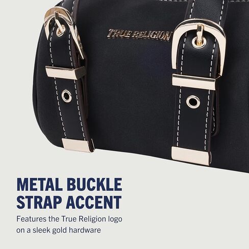 حقيبة كروس مبطنة بلوحة معدنية من True Religion، ومحفظة كتف مبطنة مع شعار ذهبي وحقيبة يد قابلة للتعديل in Kuwait
