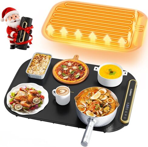 بساط تسخين الطعام، صينية تدفئة كهربائية للبوفيهات والحفلات، بساط تسخين من السيليكون مع 7 إعدادات لدرجة الحرارة، تخزين قابل للطي، 17.91 بوصة × 12.8 بوصة، أسود، مثالي لتناول الطعام المنفرد أو الزوجين in Kuwait