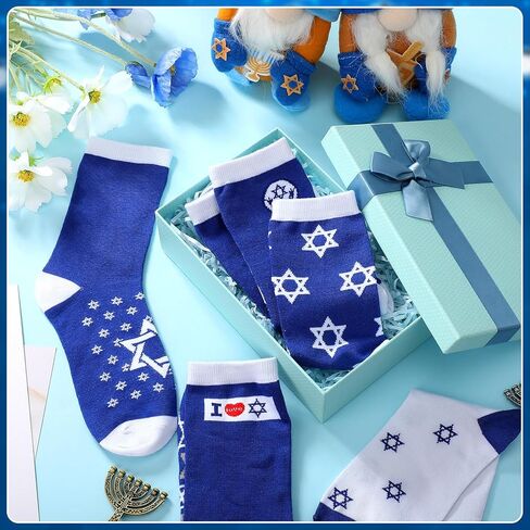 Ramede 6 Pairs Jewish Gifts Judaica Gifts Funny Hanukkah Socks Flag Charms All Countries Souvenir Crew Socks for Jewish Clothing Accessories for Women Men in Saudi Arabia