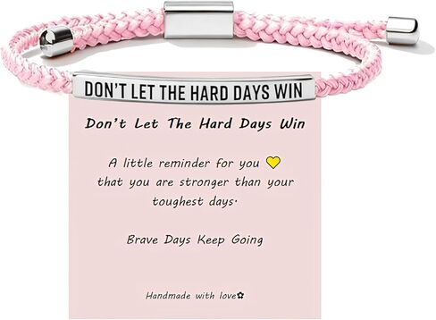 Long tiantian Don't Let The Hard Days Win Bracelet for Women Inspirational Gift Adjustable Braided String Bracelet with Encouragement Card Motivational Jewelry for Friends in Saudi Arabia