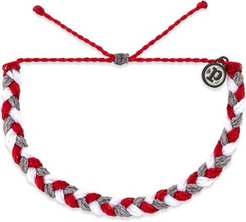 Pura Vida Bracelet Braided Womens Stackable Bracelet, One Size, Red/Grey/White in Saudi Arabia