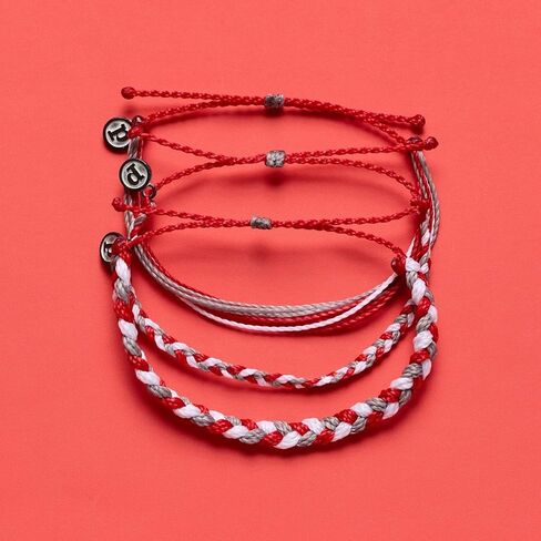 Pura Vida Bracelet Braided Womens Stackable Bracelet, One Size, Red/Grey/White in Saudi Arabia