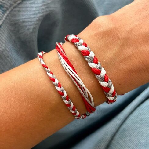 Pura Vida Bracelet Braided Womens Stackable Bracelet, One Size, Red/Grey/White in Saudi Arabia